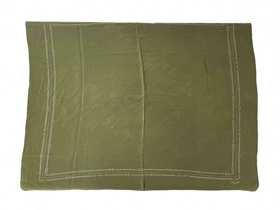 Celine, Paris Green Silk Scarf, Made in Italy (1 of 4)