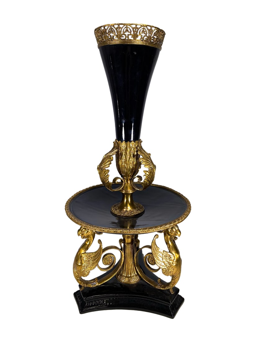 Vintage Bronze & Black Porcelain Centerpiece (1 of 7)