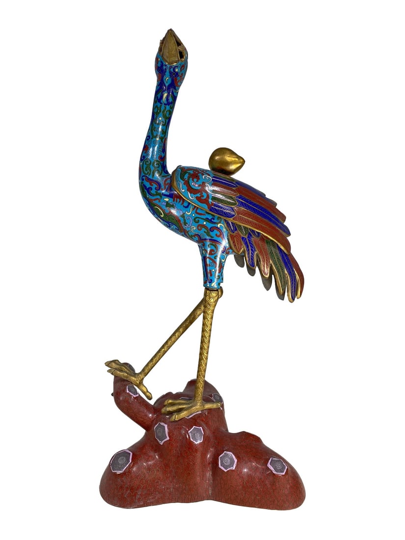Chinese Large Heron Cloisonne Statue (1 of 8)