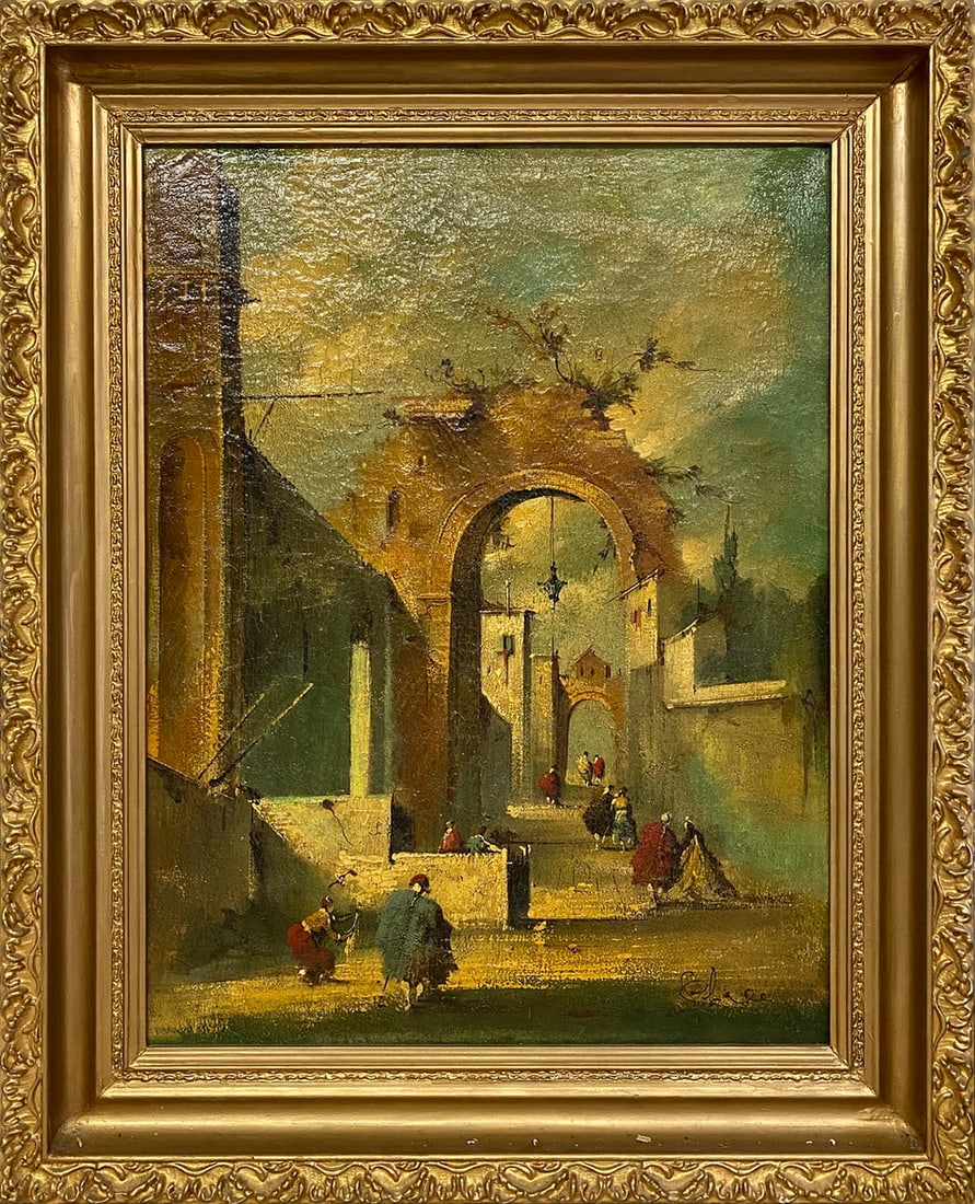 Attributed or After Francesco Guardi (1712-1793) Oil on Canvas: Attributed or After Francesco Guardi (1712-1793) Oil on Canvas. 32 1/4 x 26 in framed. 26 1/2 x 20 in unframed.Local Pick up call one day before to make an appointment. TO SHIP THIS ITEM IN USA OR INT