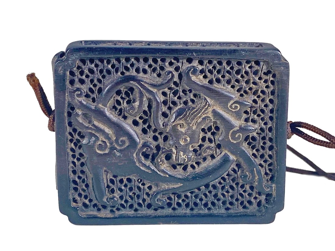 Antique Chinese Small Carved Wood Pills Box (1 of 5)