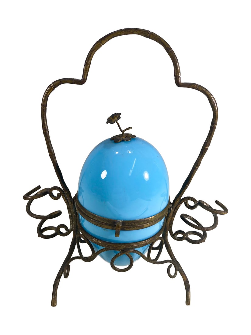 Antique Bronze & Glass Egg Box (1 of 4)
