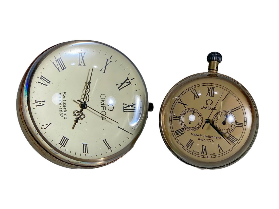2 Antique Omega Swiss Ball Glass Clocks (1 of 5)