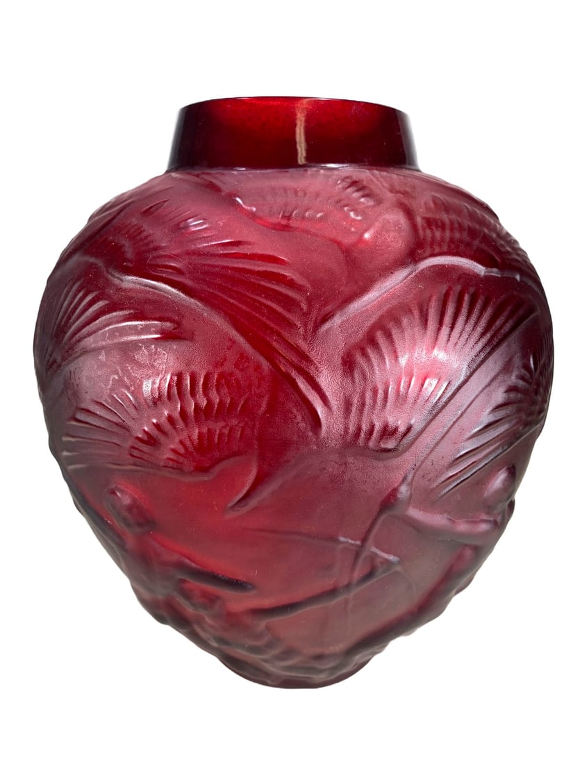Signed R. Lalique Archers Glass Vase (1 of 6)