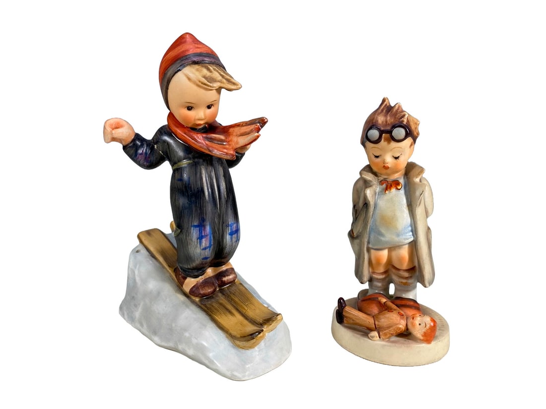 2 Hummel, Germany Porcelain Figurine: 2 Hummel, Germany Porcelain Figurine. 5 3/4 x 2 3/4 x 4 1/2 in and 5 x 2 1/4 in.Local Pick up call one day before to make an appointment. TO SHIP THIS ITEM IN USA OR INTERNATIONAL, PLEASE CONTACT THE