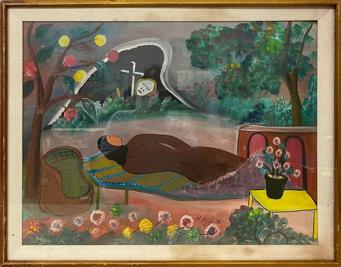 Signed H. Hippolite Gouache on Paper Painting (1 of 6)