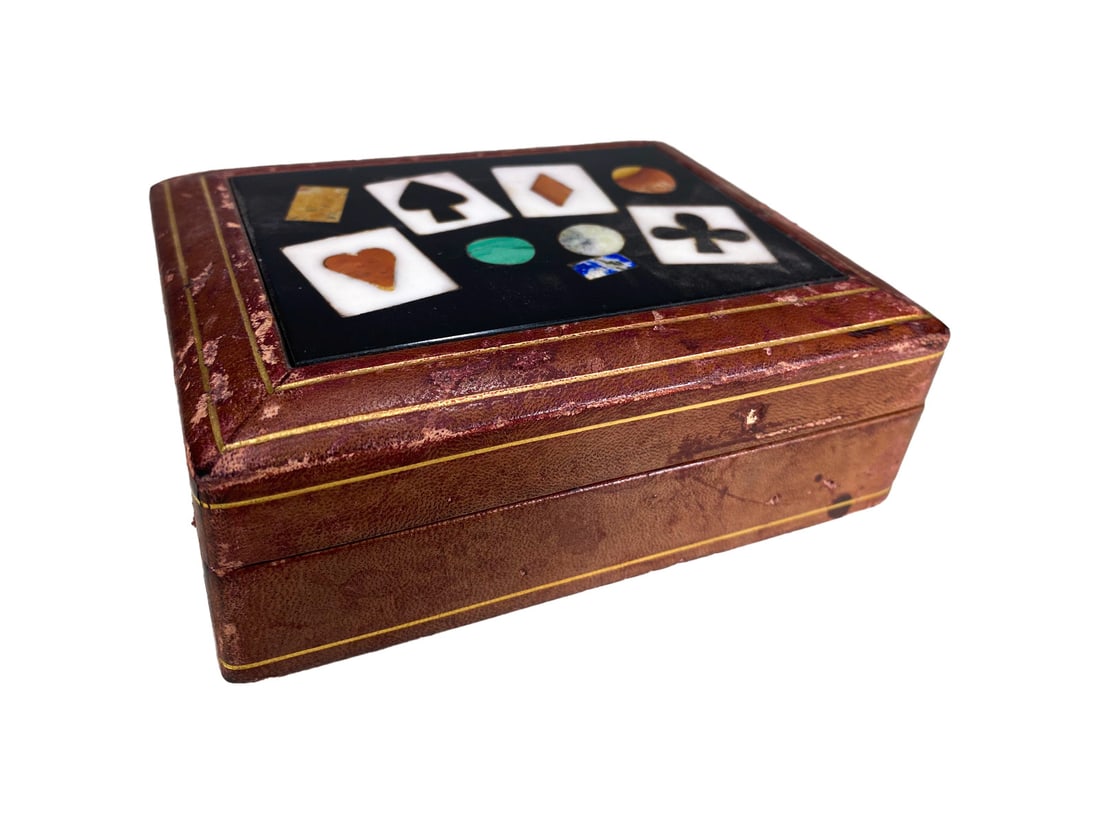 Italian Pietradura, Leather & Wood Box (1 of 5)