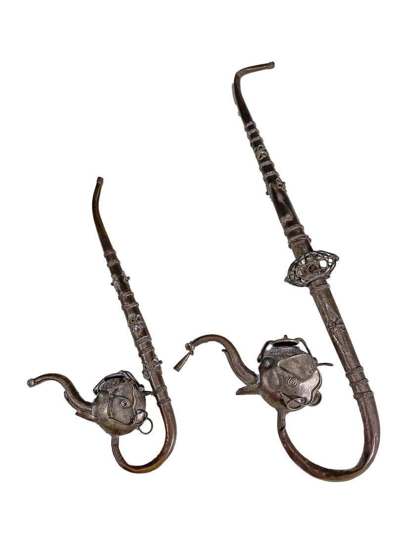 2 Vintage Asian Elephant Opium Pipes (1 of 7)