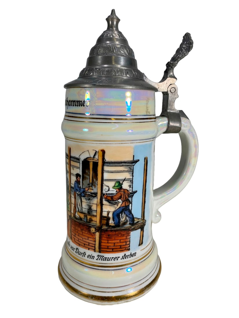 Antique German 1931 Beer Stein: Antique German 1931 Beer Stein. 10 1/8 x 5 1/2 x 4 3/8 in.Local Pick up call one day before to make an appointment. TO SHIP THIS ITEM IN USA OR INTERNATIONAL, PLEASE CONTACT THE SHIPPERS : 1) UPS stor
