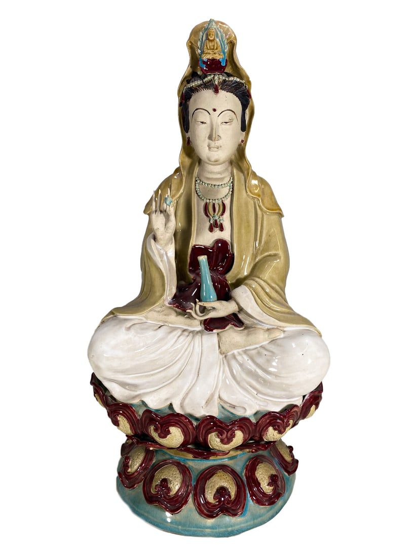 Chinese Guanyin Goddess Ceramic Statue: Chinese Guanyin Goddess Ceramic Statue. 16 1/2 x 8 x 7 in.Local Pick up call one day before to make an appointment. TO SHIP THIS ITEM IN USA OR INTERNATIONAL, PLEASE CONTACT THE SHIPPERS : 1) UPS stor