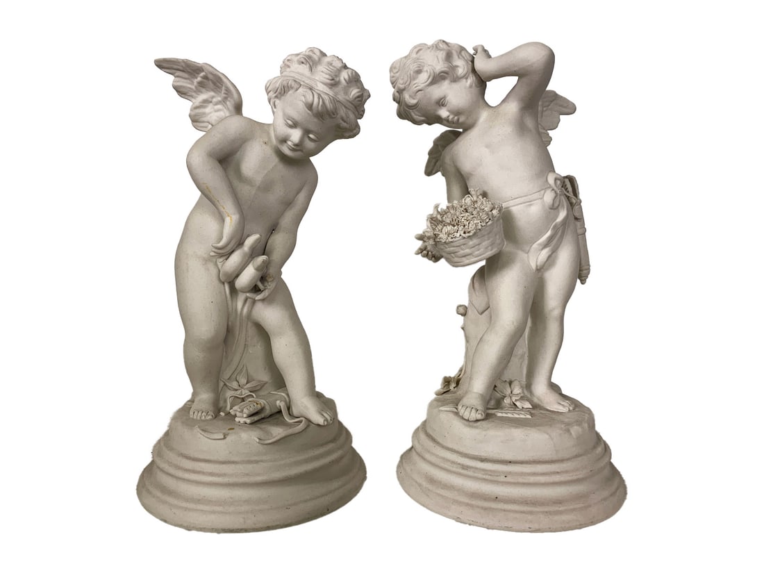 Antique Austrian Pair of Cherubs Bisque Statues (1 of 12)