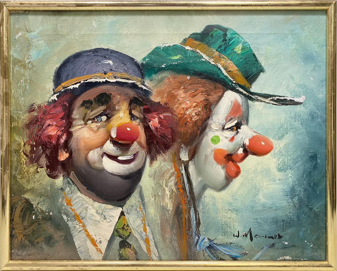 William MONINET (1937-1999) American Clowns Painting (1 of 4)