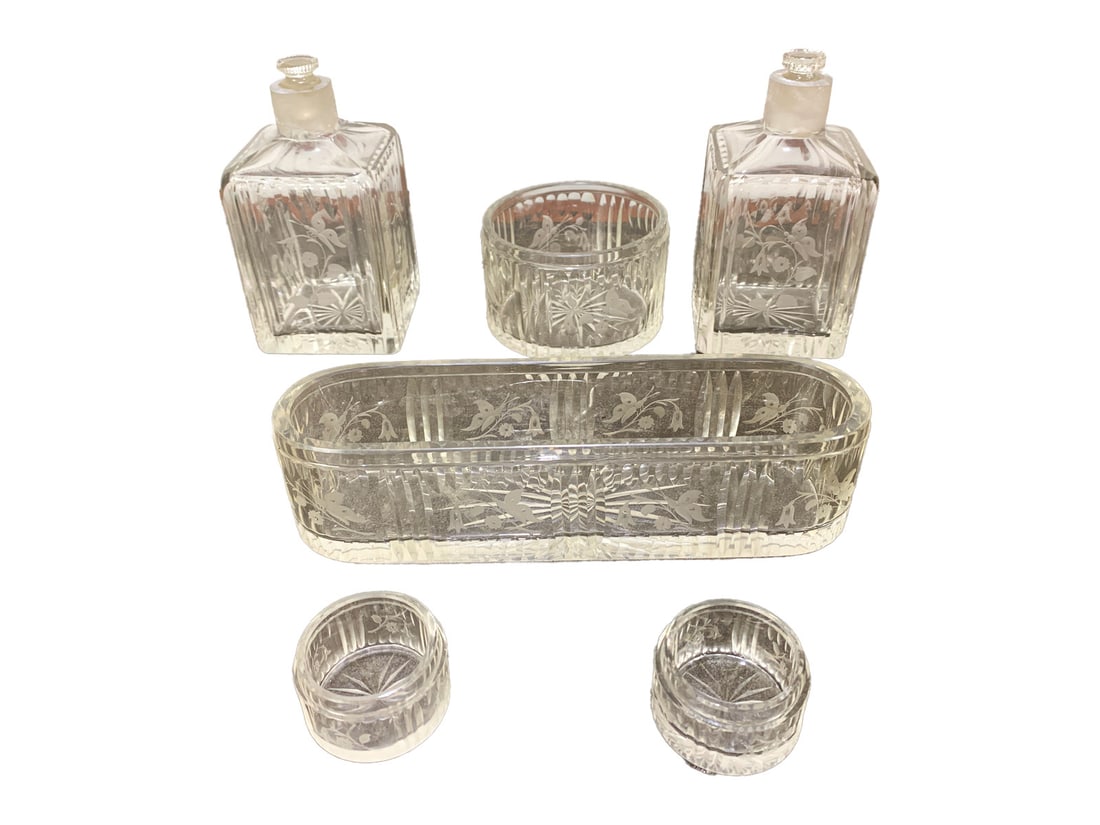 Antique French 6 Pcs Crystal Vanity Set (1 of 17)