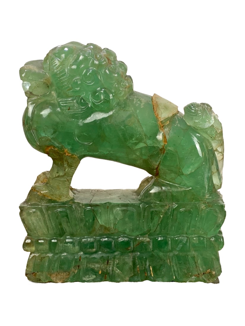 Antique Chinese Carved Jade Foodog Statue (1 of 7)