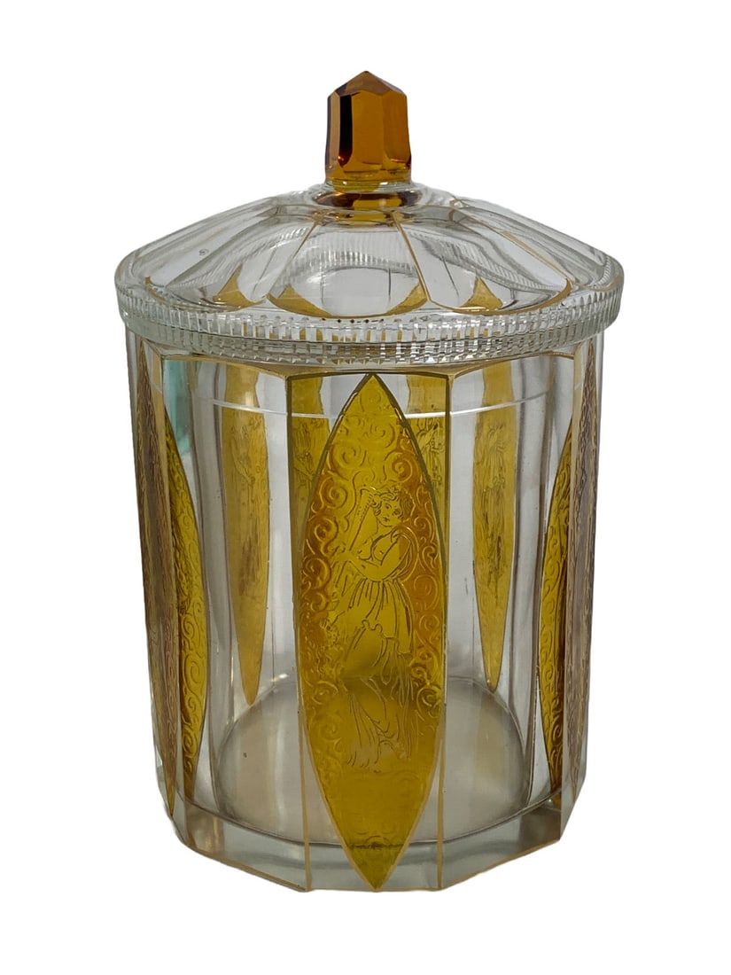 Moser Style Bohemian Amber Crystal Jar (1 of 7)