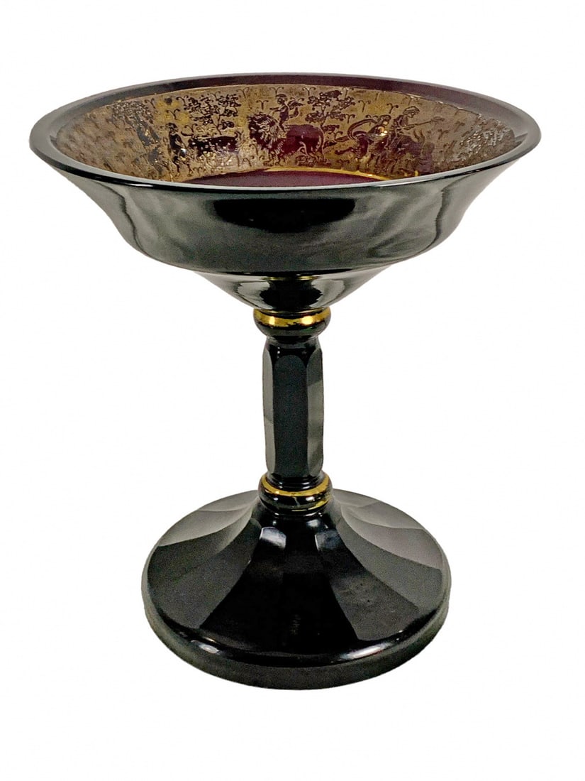 Probably Moser Gilt Engraved Purple Glass Centerpiece (1 of 4)