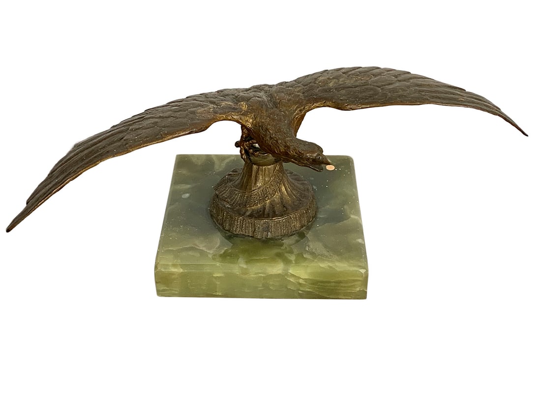 Antique French Bronze & Onyx Hawk Sculpture (1 of 3)