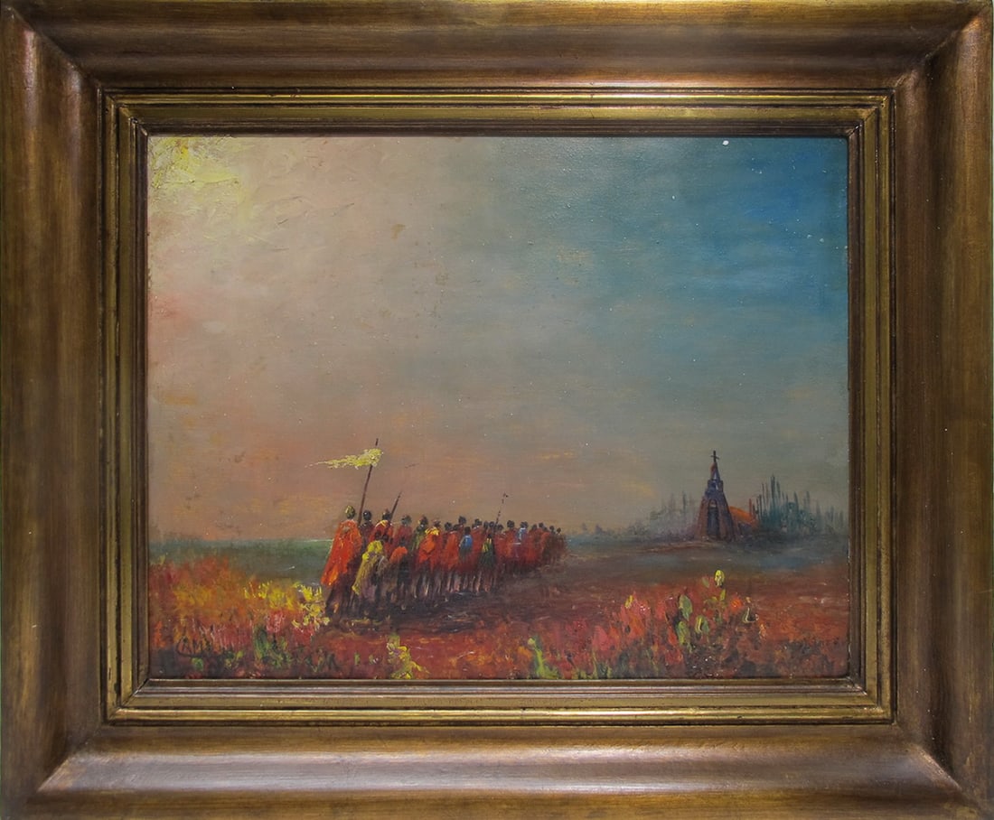 Antique European Oil on Wood, signed (1 of 4)