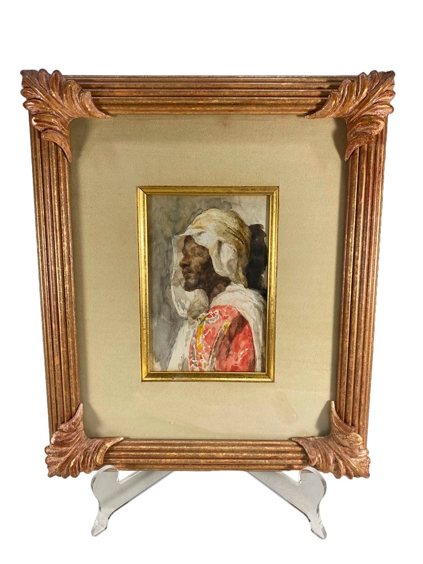 Vintage Orientalist Watercolor Painting: Vintage Orientalist Watercolor Painting. 11 1/4 x 9 1/2 in frame included.Local Pick up call one day before to make an appointment. TO SHIP THIS ITEM IN USA OR INTERNATIONAL, PLEASE CONTACT THE SHIPPE