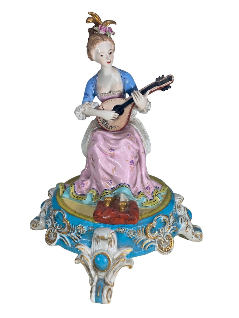 German Lady Playing Porcelain Figurine (1 of 9)