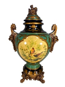 Nice Pottery & Gilt Metal Urn