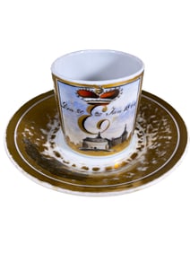 19th C. German Hand Painted Porcelain Cup & Saucer