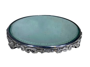 Vintage Silverplated & Beveled Glass Tray