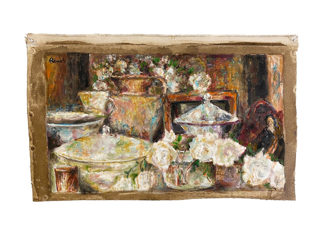 After Renoir Oil on Canvas Painting: After Renoir Oil on Canvas Painting by Anonymous Artist. 13 1/2 x 22 in.Local Pick up call one day before to make an appointment. TO SHIP THIS ITEM IN USA OR INTERNATIONAL, PLEASE CONTACT THE SHIPPERS