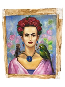 After Frida Kahlo Oil on Canvas Painting