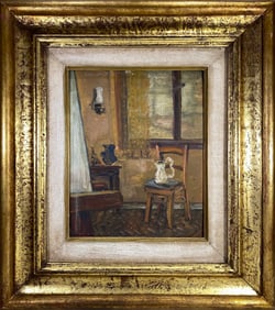 Vintage Oil on Cardboard Painting, signed