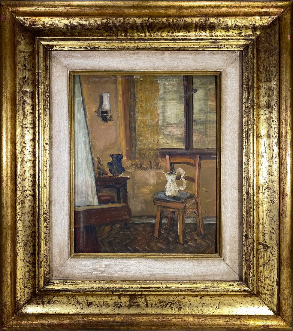 Vintage Oil on Cardboard Painting, signed: Vintage Oil on Cardboard Painting, signed. 20 x 17 1/2 in framed. 11 3/4 x 9 3/8 in unframed.Local Pick up call one day before to make an appointment. TO SHIP THIS ITEM IN USA OR INTERNATIONAL, PLEASE