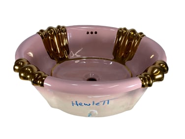 Vintage Pink & Gold Porcelain Sink