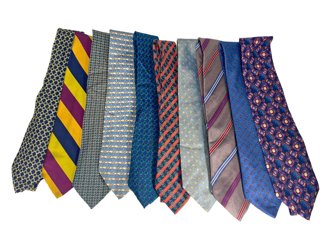 5 Christian Dior & 5 Hermes Silk Ties (1 of 7)