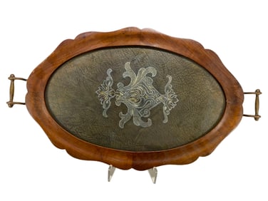 Rochester Stamping Co Wood & Brass Tray