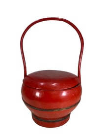 Vintage Chinese Wedding Lacquer Wood Basket