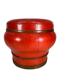 Vintage Chinese Lacquer Wood Rice Bucket
