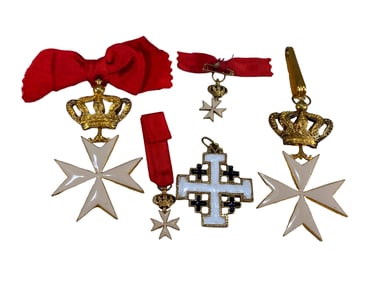 4 Gilt & Enamel Order Commanders & 1 Jerusalem Cross