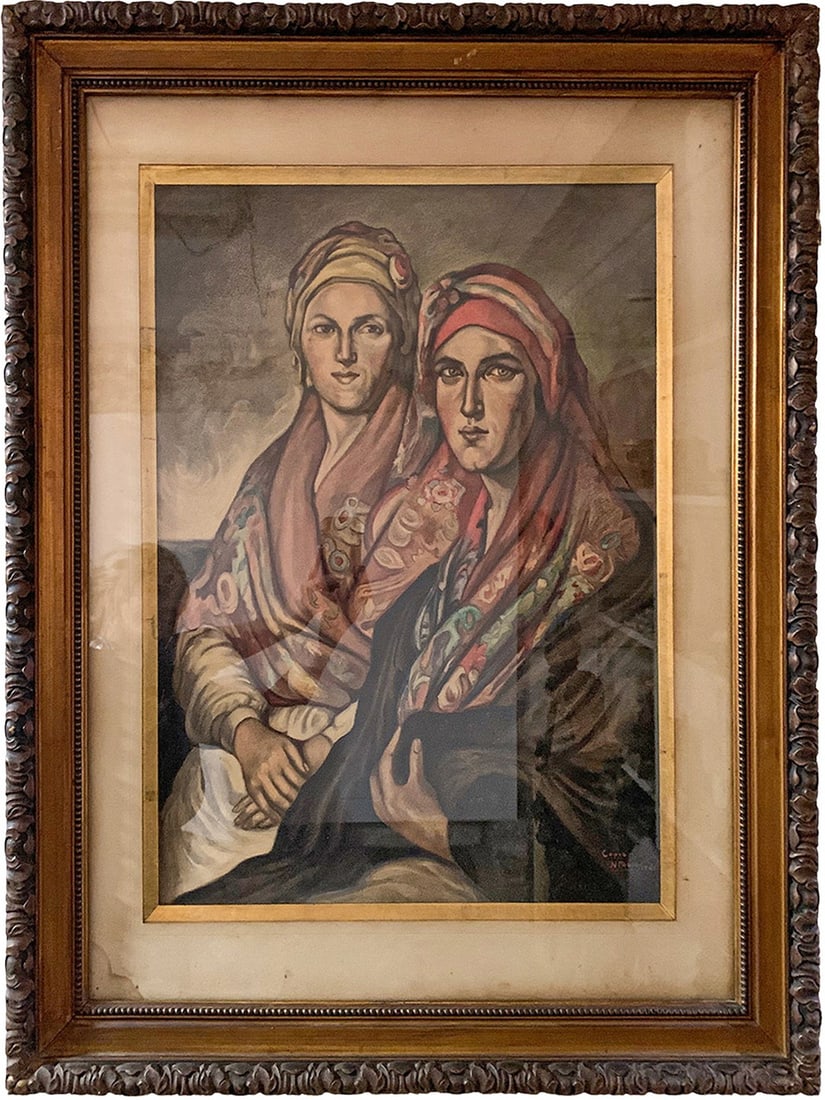Antique European Watercolour Copy, 1945: Antique European Watercolour Copy, 1945. 36 1/2 x 29 3/4 in framed.Local Pick up call one day before to make an appointment. TO SHIP THIS ITEM IN USA OR INTERNATIONAL, PLEASE CONTACT THE SHIPPERS : 1)