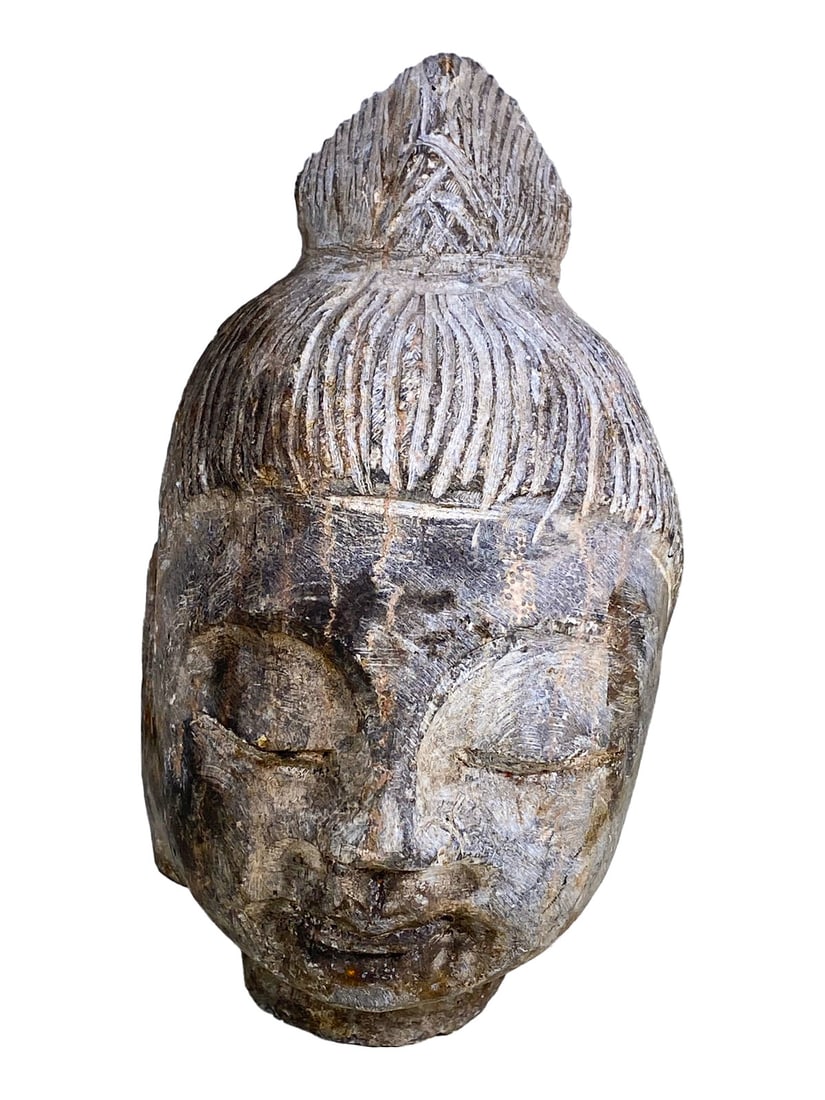 Antique Chinese Natural Stone Buddha Head (1 of 5)