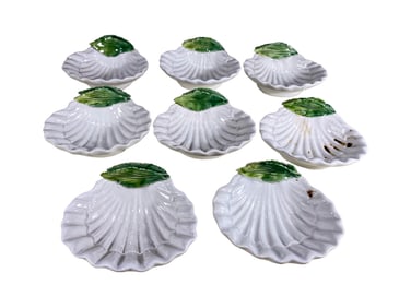 Italian Set of 8 Porcelain Shell Caviar Trays