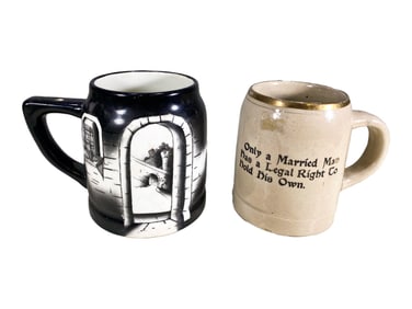 2 Vintage Pottery Beer Steins
