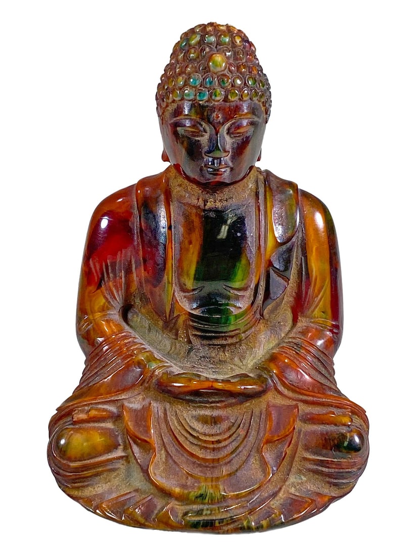 Vintage Probably Multicolored Amber Buddha Fig (1 of 7)