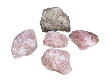 Set of 5 natural Cystal Rock & Pink Quartz