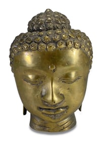 Tibetan Buddha Bronze Head Sculpture