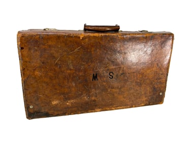 Antique Marked H H Plante Leather Suitcase