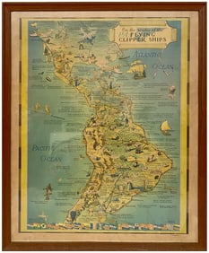 Pan American On The Routes of the Flying Clipper Ships Map