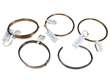 5 Murat, Paris Silverplated & Gold Plated Bangle Bracelets