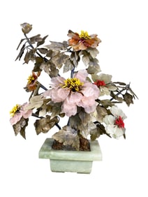 Vintage Chinese Semi Precious Stones Plant Sculpture