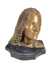 Woman Head Bronze Sculpture