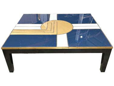 Mid Century Jansen Style Glass & Bronze Coffee Table